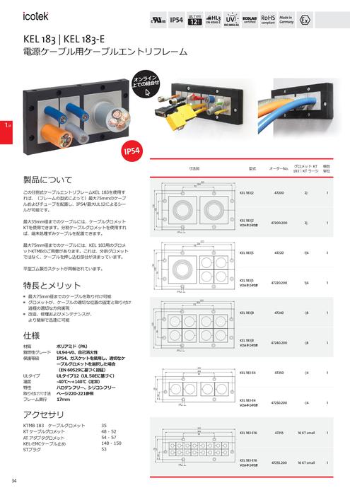 大径用分割形ケーブルエントリフレーム KEL 183