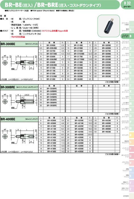 黒ジュラコンスペーサー(丸型) BR–BE／BR–BRE