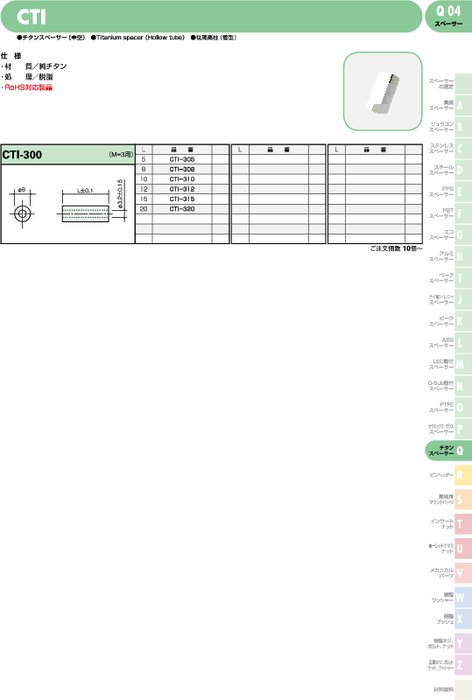 チタンスペーサー(中空) CTI