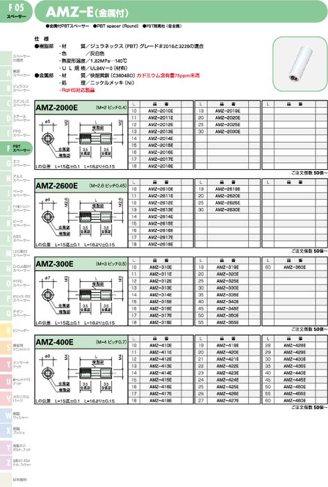 金属付PBTスペーサー AMZ-E