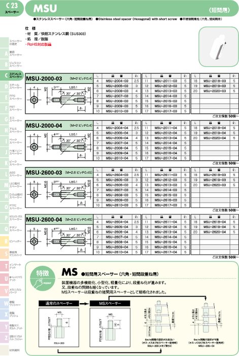 ＳＵＳ３０３ スペーサー（ＣＵ 2004 SUS303 生地