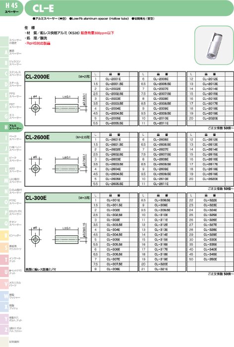 アルミスペーサー(中空) CL-E