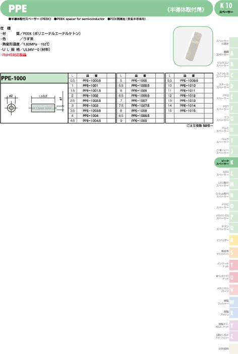 半導体取付スペーサー(PEEK) PPE