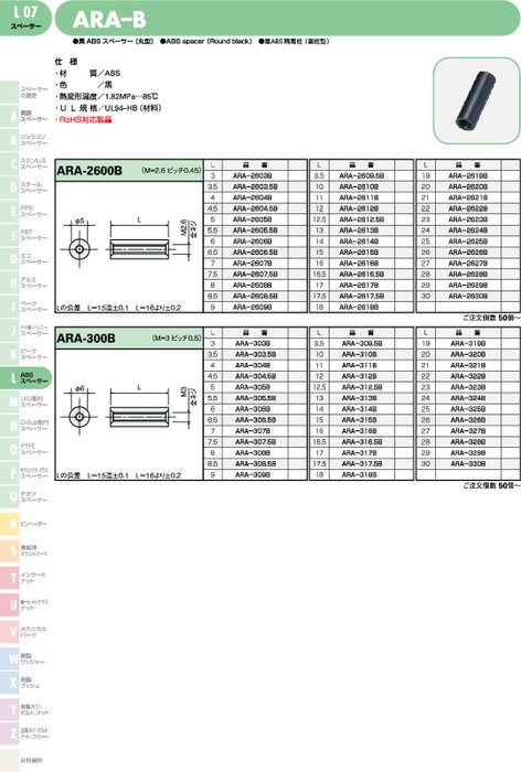 黒ABSスペーサー(丸型) ARA-B