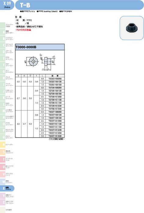 黒PTFEブッシュ T-B