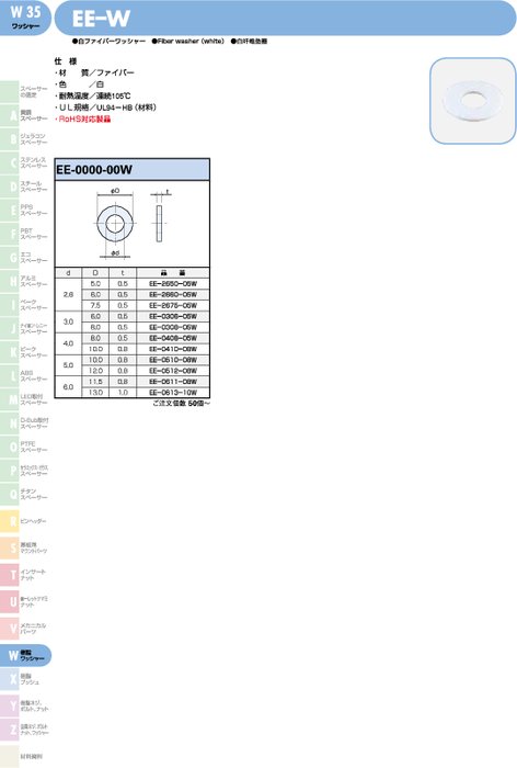 白ファイバーワッシャー EE-W