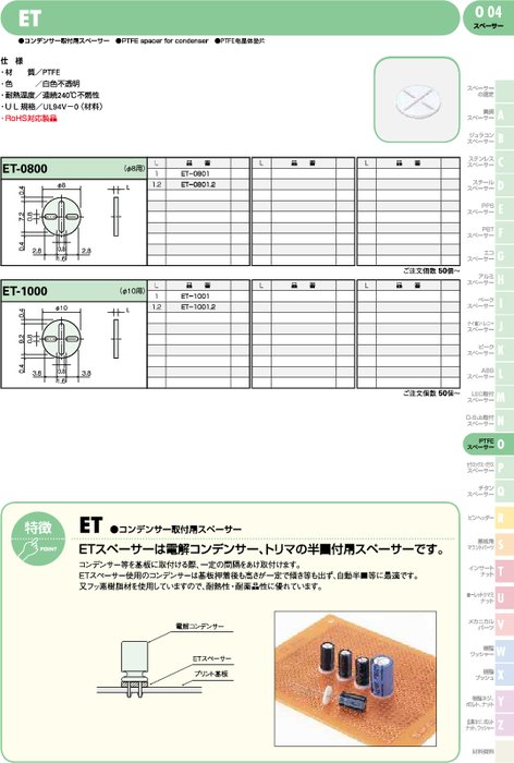 コンデンサー取付用スペーサー ET