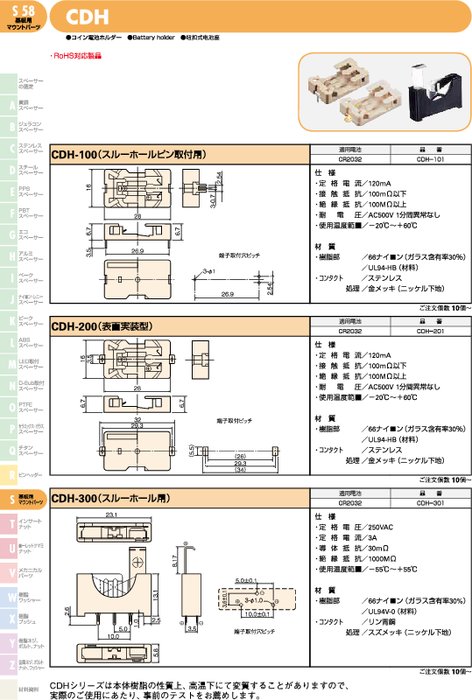 コイン電池ホルダー CDH