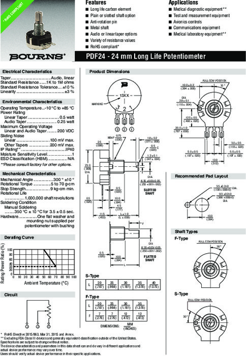 φ24mmポテンショメータ PDF241