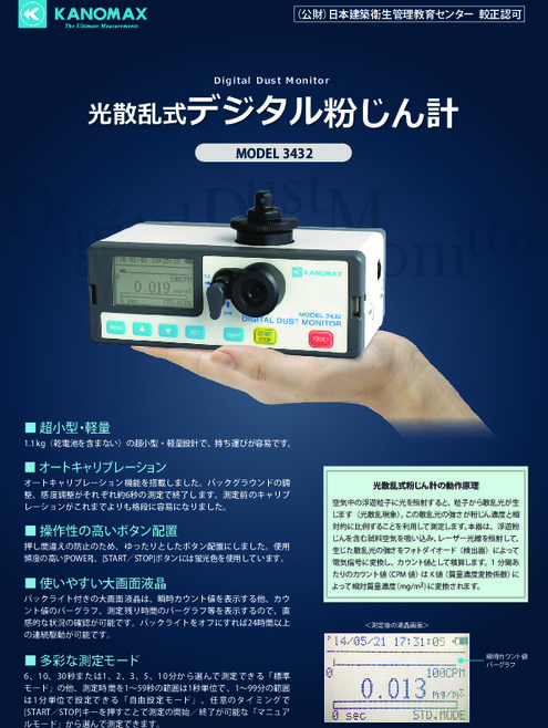 光散乱式デジタル粉じん計　Model 3432