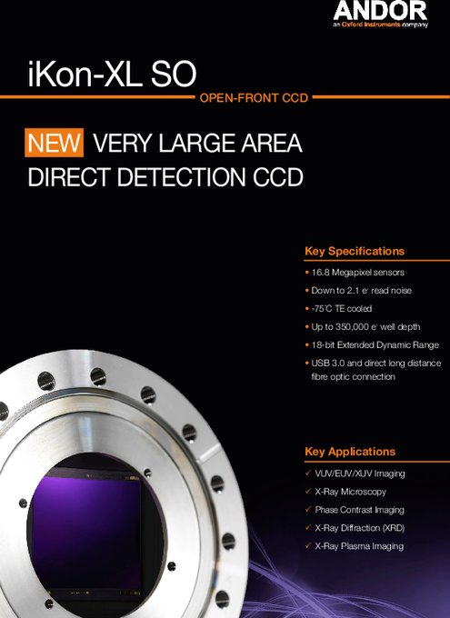 VERY LARGE AREA DIRECT DETECTION CCD iKon-XL SO