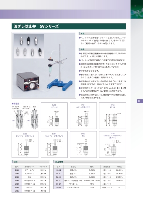 液ダレ防止弁 SV series