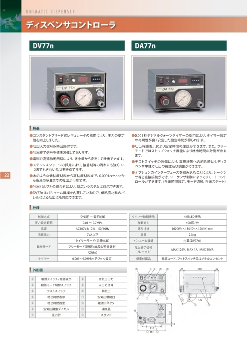 ディスペンサコントローラ DA55n／DV55n／DA55D／DV55D／DA77n／DV77N