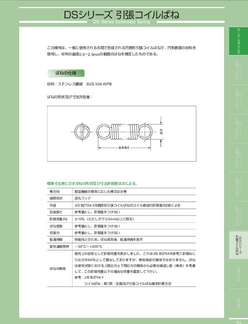 円筒形引張コイルばね DSシリーズ(8501〜8900)