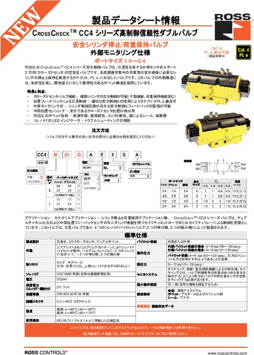 CC４ 高制御信頼性 シリンダ停止・荷重保持用 ダブルバルブ