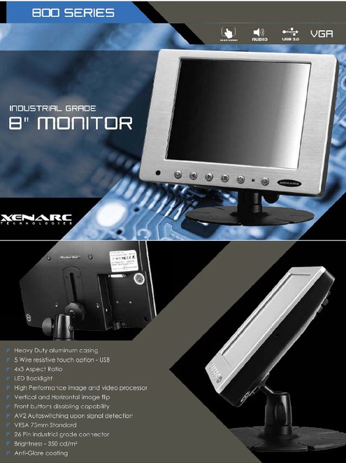 XENARC 8インチ 液晶 ディスプレイ モニター 800TSV／YV