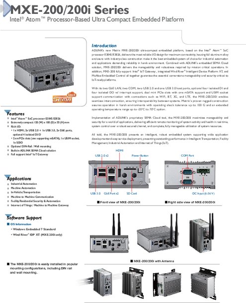 産業用組込みPC MXE-201／202／202i