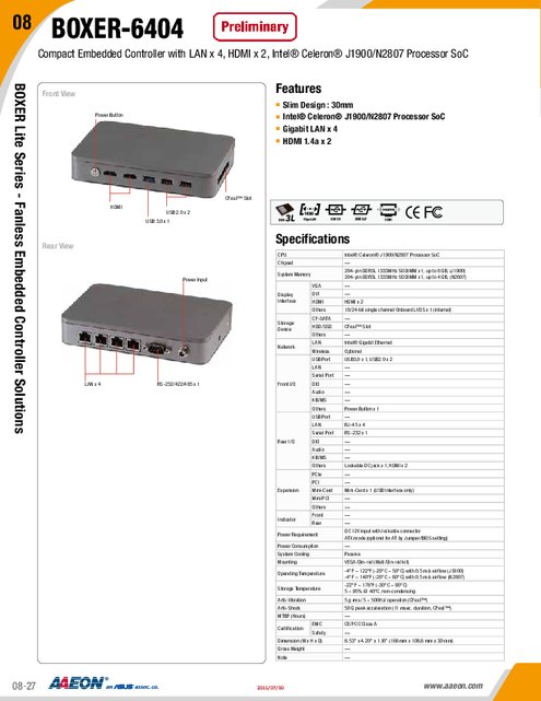 産業用組込みPC BOXER-6404