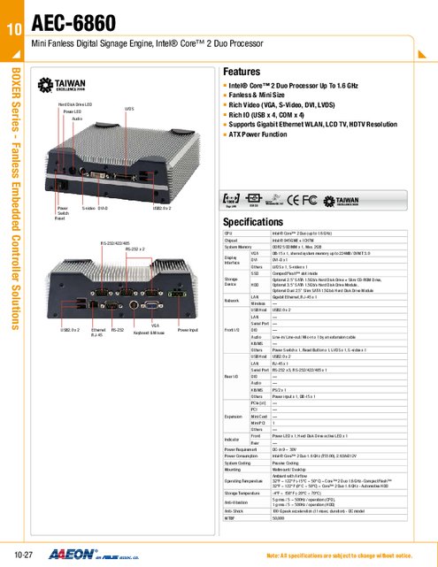 AAEON 産業用組込みPC AEC-6860