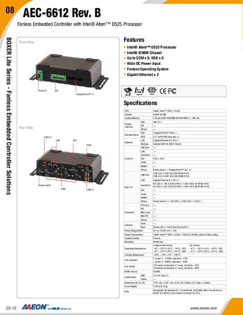 AAEON 産業用組込みPC AEC-6612
