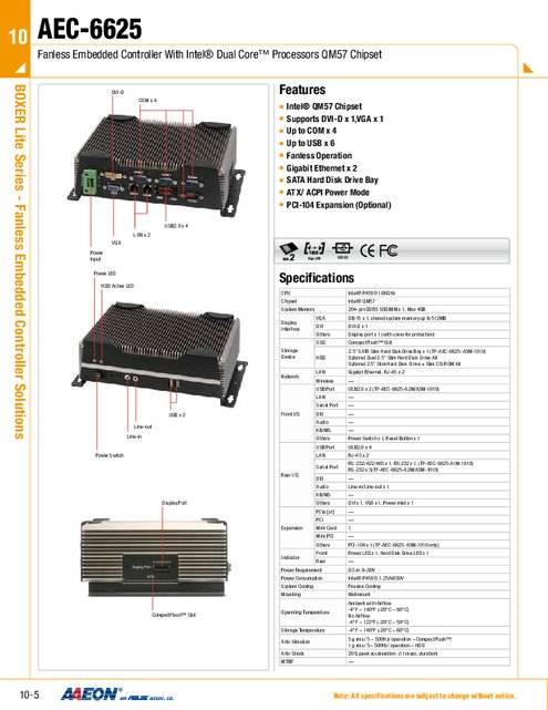 AAEON 産業用組込みPC AEC-6625