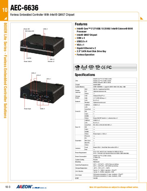 AAEON 産業用組込みPC AEC-6636