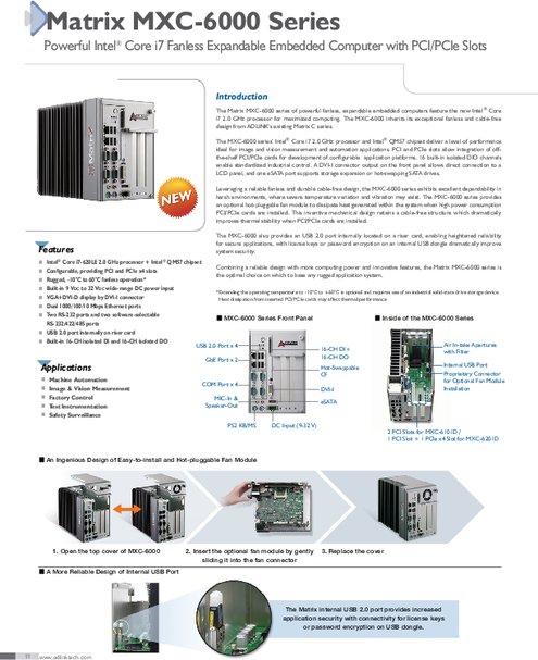 ADLINK 産業用組込みPC MXC-6101D／MXC-6201D