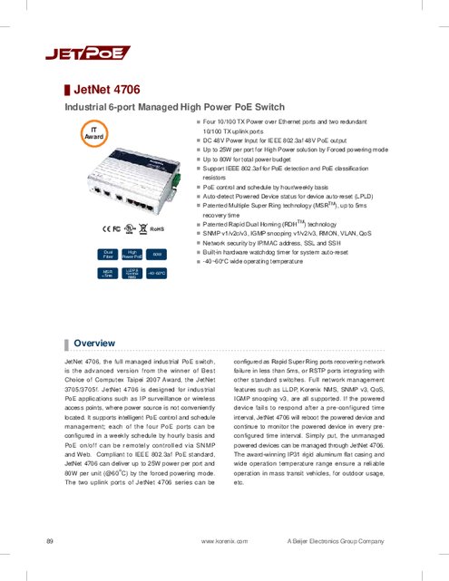 Korenix社製 イーサネットスイッチ JetNet4706