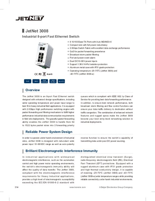 Korenix社製 イーサネットスイッチ JetNet3008 V3