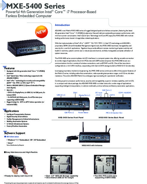 ADLINK社製 産業用組込みPC MXE-5401