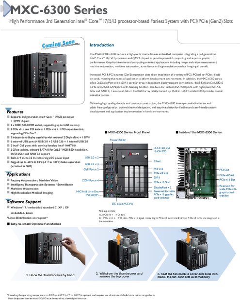 ADLINK社製 産業用組込みPC MXC-6301D／MXC-6302D／MXC-6303D