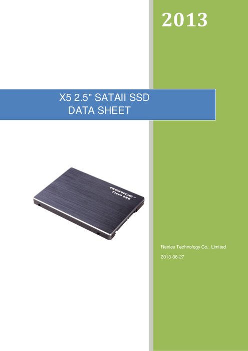 Renice製 産業用SSD X5 2.5インチ SATA (MLC／SLC)