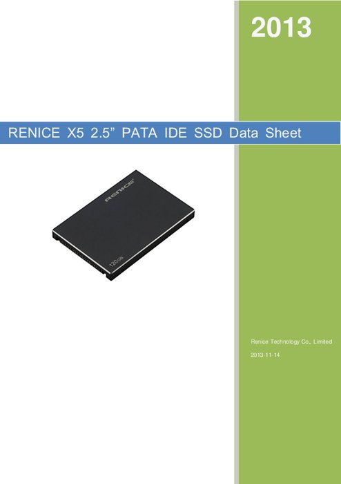 Renice製 産業用SSD X5 2.5インチ IDE PATA (MLC／SLC)