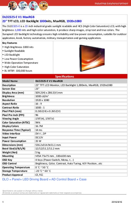 LITEMAX液晶ディスプレイ Durapixel DLO2325-ENW