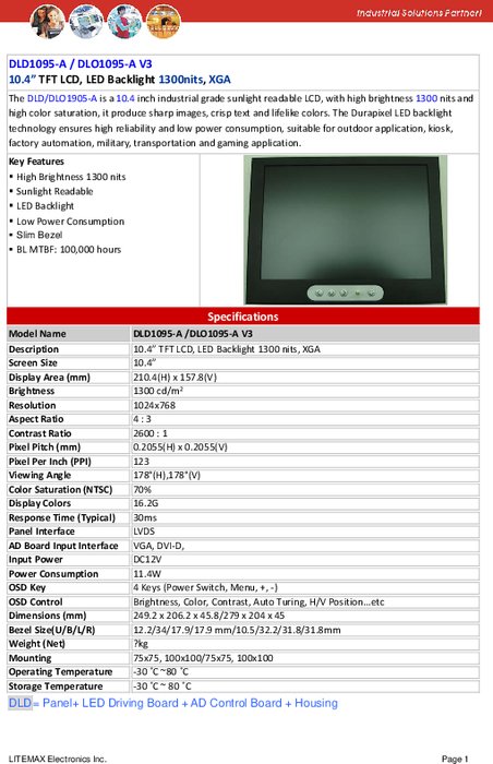 LITEMAX液晶ディスプレイ Durapixel DLD1095-A