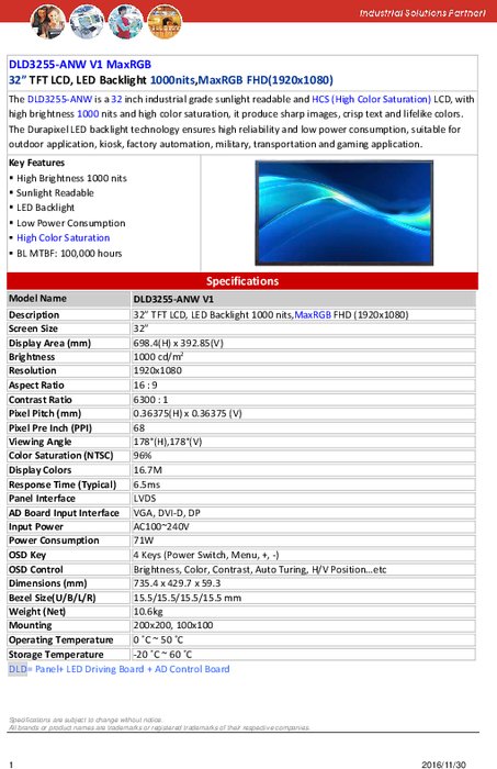 LITEMAX液晶ディスプレイ Durapixel DLD3255-ANW