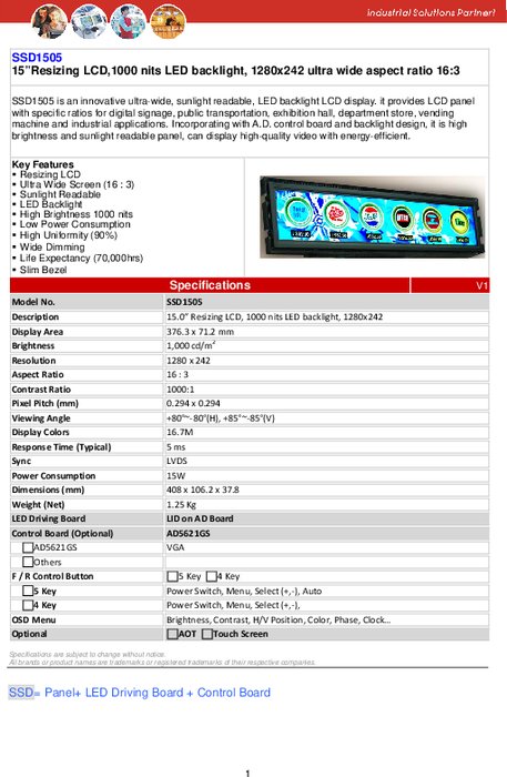 LITEMAX液晶ディスプレイ Spanpixel SSD1505-E