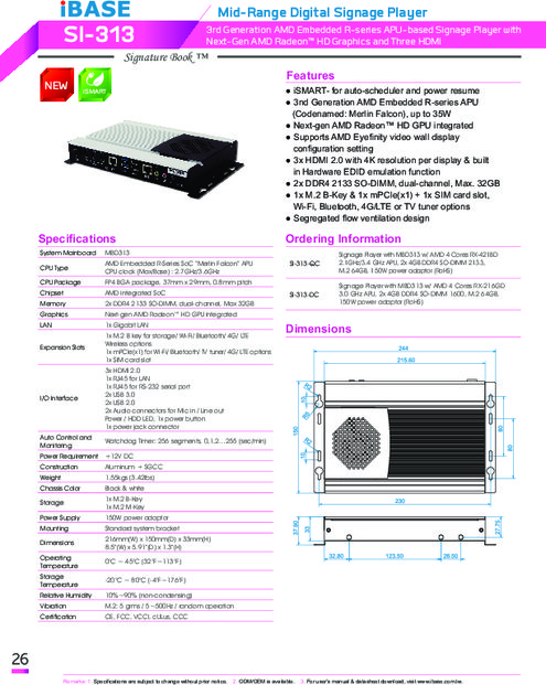 IBASE 産業用組込みPC SI-313/313-N