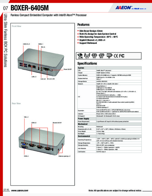 AAEON 産業用組込みPC  BOXER-6405M