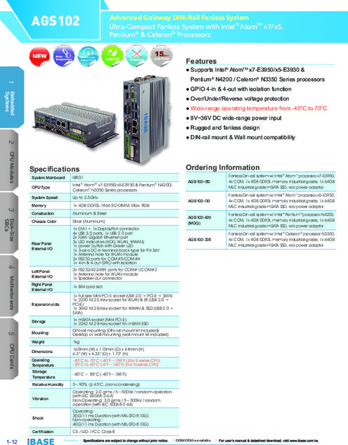 IBASE 組込みPC AGS102