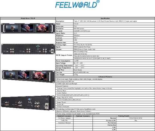 3連ラック取付5インチワイド撮影用モニターFEELWORLD T51-H