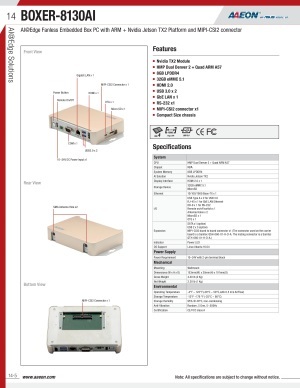 ファンレス組込みPC AAEON BOXER-8130AI 製品カタログ