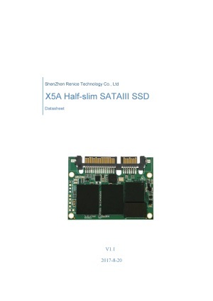 Renice X5A Half Slim SATA SSD(MLC/SLC) 製品カタログ