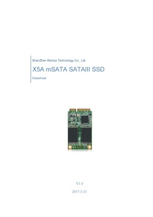 Renice X5A mSATA SSD(MLC/SLC) 製品カタログ