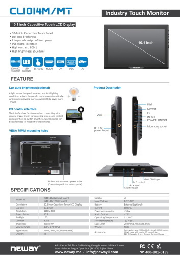 NEWAY 10.1インチ ワイド IPS液晶 ディスプレイ モニター CL1014M / MT