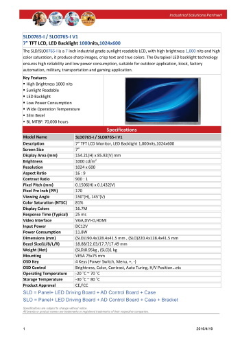 LITEMAX液晶ディスプレイ Durapixel SLO0765-I 製品カタログ