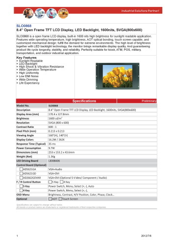 LITEMAX液晶ディスプレイ Durapixel SLO0868-E 製品カタログ