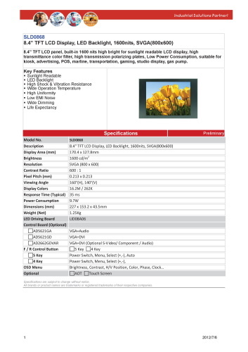 LITEMAX液晶ディスプレイ Durapixel SLD0868-E 製品カタログ