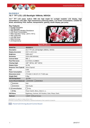 LITEMAX液晶ディスプレイ Durapixel DLO1015-V 製品カタログ