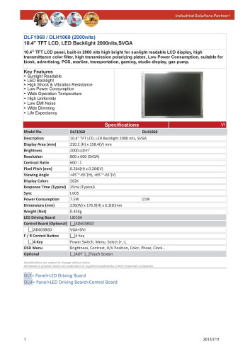 LITEMAX液晶ディスプレイ Durapixel DLF1068-E 製品カタログ